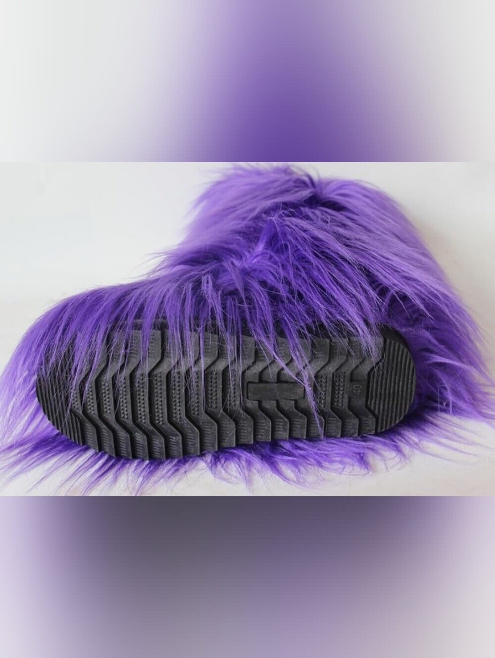 New Women's Purple Furry Faux Fur Knee High Boots - Picture 8 of 9